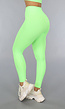 Neon Groene Stretchy Sportlegging met Aansluitend Model