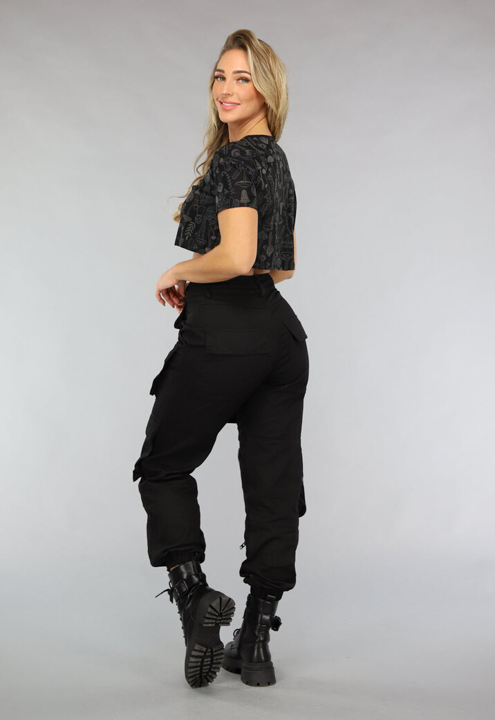 Cropped Shirt met Paddenstoelen Print