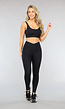 Zwarte Rib Sportlegging met Overslag Taille