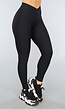 Zwarte Rib Sportlegging met Overslag Taille