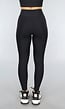Zwarte Rib Sportlegging met Overslag Taille
