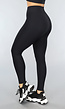 Zwarte Rib Sportlegging met Overslag Taille