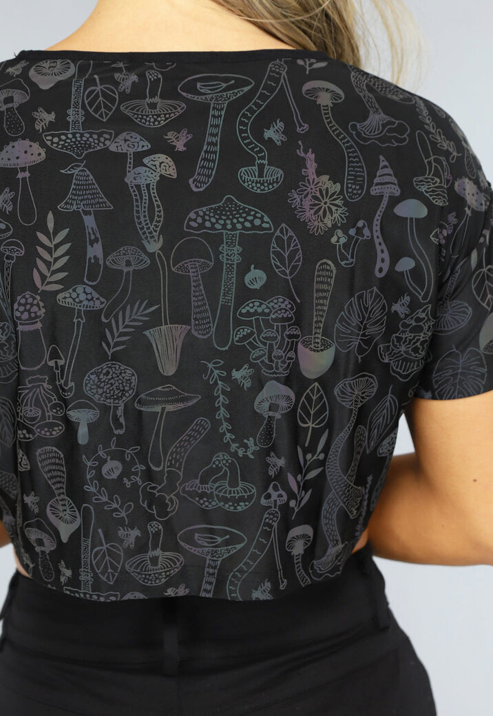 Cropped Shirt met Paddenstoelen Print
