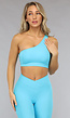 Blauwe One Shoulder Sporttop met Uitneembare Pads