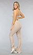 Taupe One Shoulder Sporttop met Uitneembare Pads