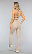 Taupe One Shoulder Sporttop met Uitneembare Pads
