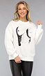 Witte Oversized Sweater met Boob Print