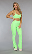 Neon Groene Padded Rib Sport Top met Spaghettibandjes