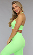 Neon Groene Padded Rib Sport Top met Spaghettibandjes