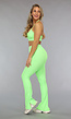 Neon Groene Padded Rib Sport Top met Spaghettibandjes