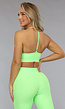 Neon Groene Padded Rib Sport Top met Spaghettibandjes