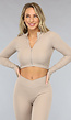 Taupe Longsleeve Ribstof Sport Vestje