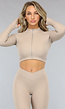 Taupe Longsleeve Ribstof Sport Vestje