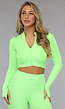 Neon Groene Sport Vest met Lange Mouwen