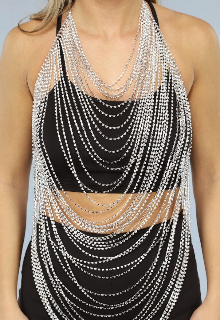 Zilveren Strass Waterval Top