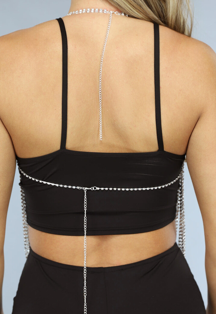 Zilveren Strass Waterval Top