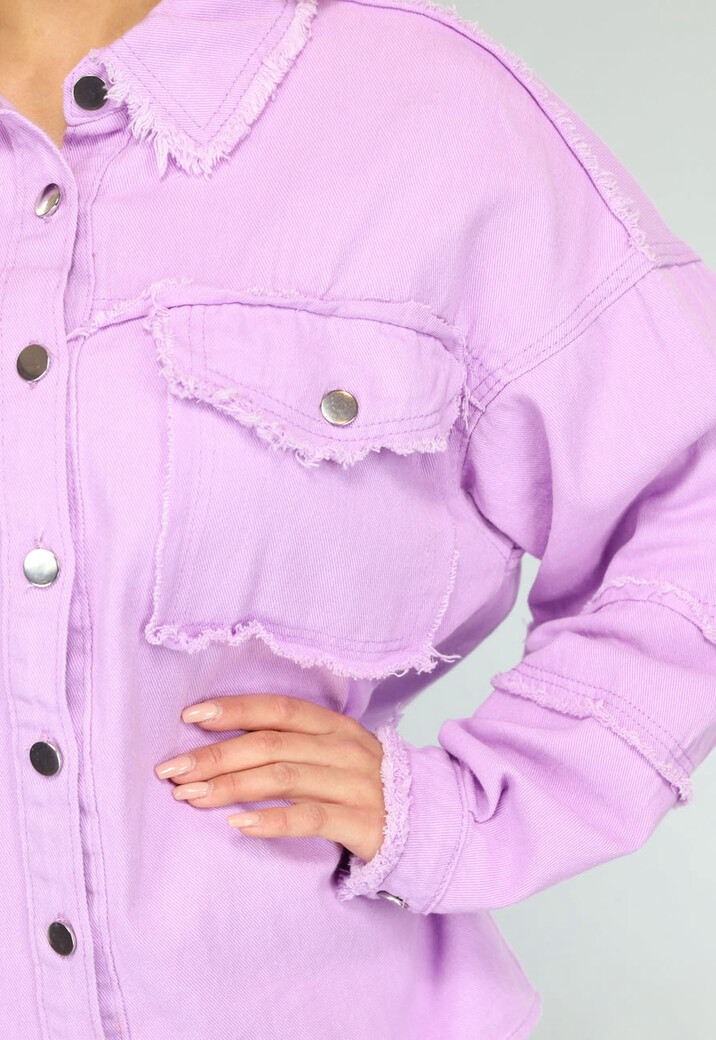 Lila Spijker Blouse met Ruffle Afwerking