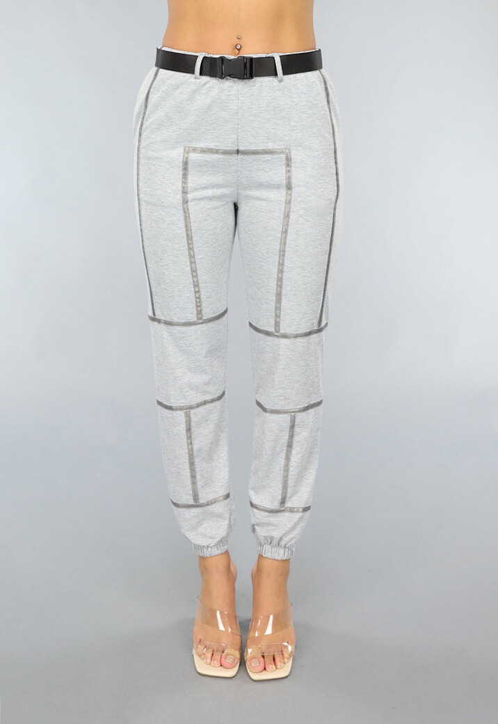 Grijze Joggingsbroek met Reflecterende Lijnen