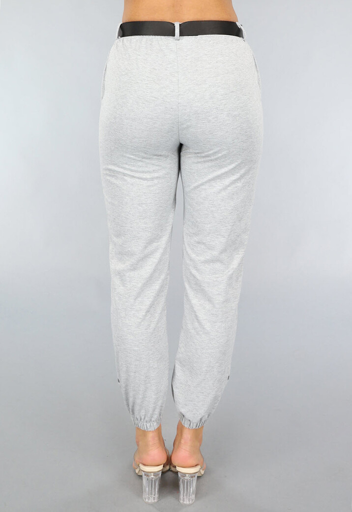 Grijze Joggingsbroek met Reflecterende Lijnen