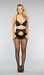 Zwarte Fishnet Panty met Jarretel Model