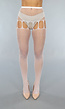 Witte Jarretel Look Fishnet Panty met Strass