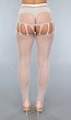 Witte Jarretel Look Fishnet Panty met Strass