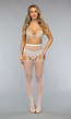 Witte Jarretel Look Fishnet Panty met Strass
