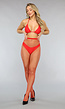 Rode Basic Panty met Medium Fishnet