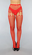 Rode Jarretel Look Fishnet Panty met Strass