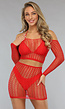 Rode Fishnet Two Piece met Glitters