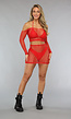 Rode Fishnet Two Piece met Glitters