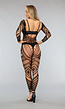 Zwarte Fishnet Catsuit met Patronen