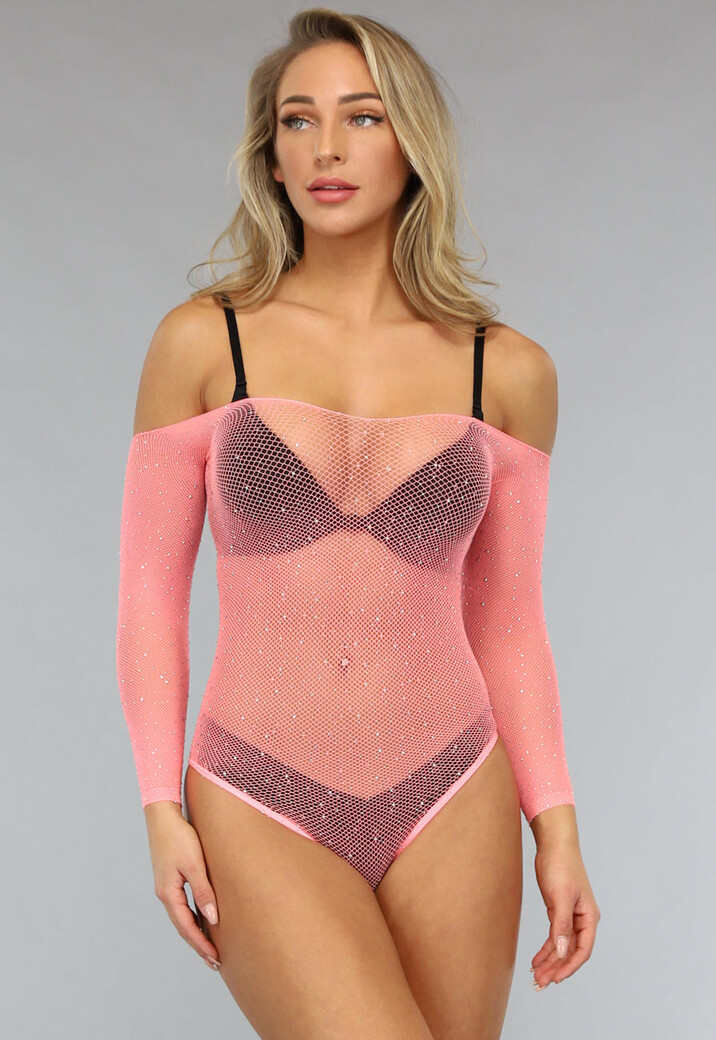 Zalmroze Glitter Fishnet Bodysuit