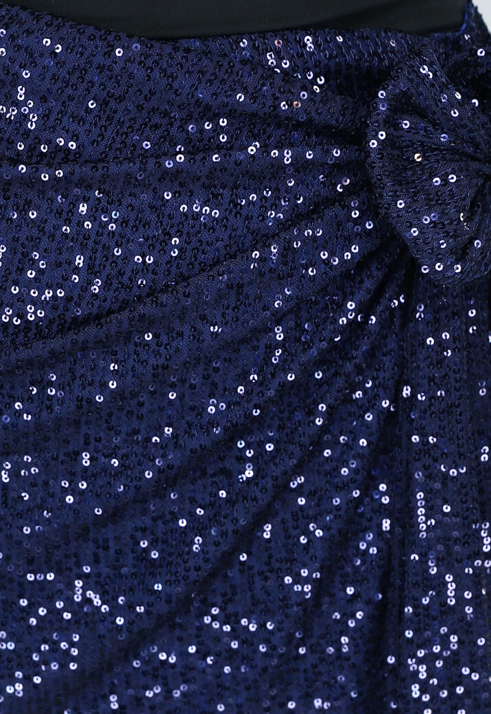 Navy Blauwe Sequin Wrap Rok
