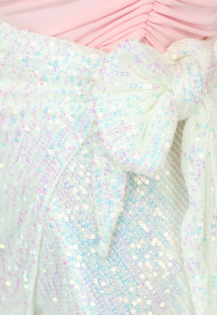 Witte Overslag Rok met Multicolor Sequins