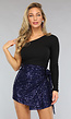 Navy Blauwe Sequin Wrap Rok