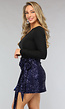 Navy Blauwe Sequin Wrap Rok