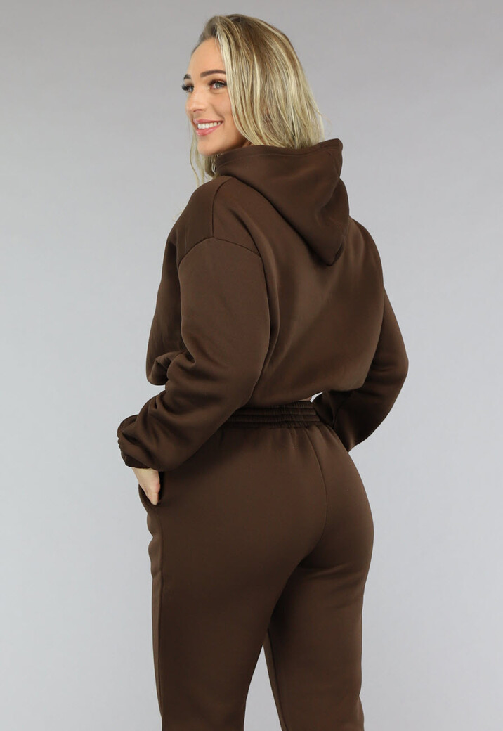 Bruine Lounge Set met Cropped Trui