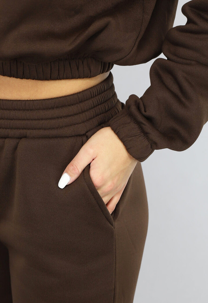 Bruine Lounge Set met Cropped Trui