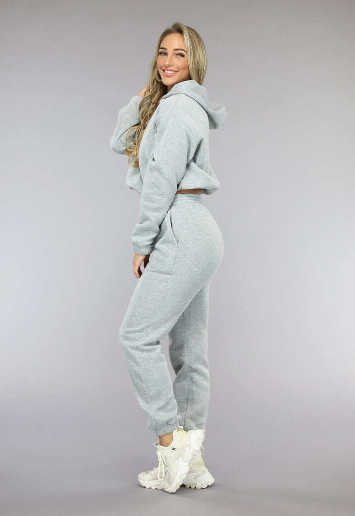 Grijze Lounge Set met Cropped Trui