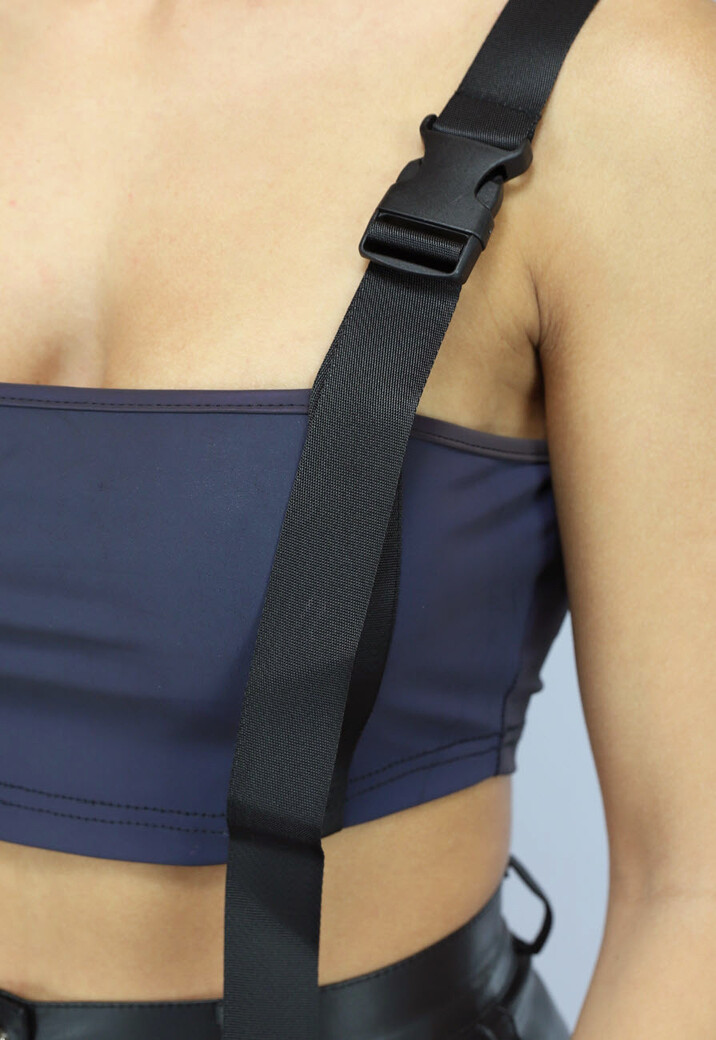 Reflecterende Bandeau Top met Gesp Details