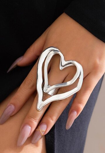 SALE50 Grote Zilveren Heart Ring
