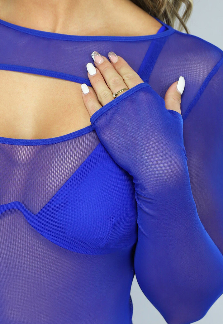 Kobalt Blauwe Longsleeve Festival Bodysuit