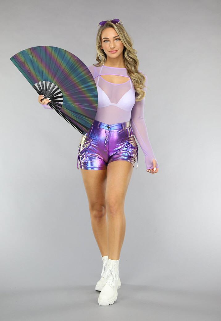 Mesh Lila Festival Bodysuit met Bijpassende Bolero