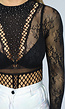 Zwarte Fishnet Bodysuit met Glitters