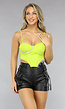 Limoen Groene Bustier met Strass en Parel Afwerking