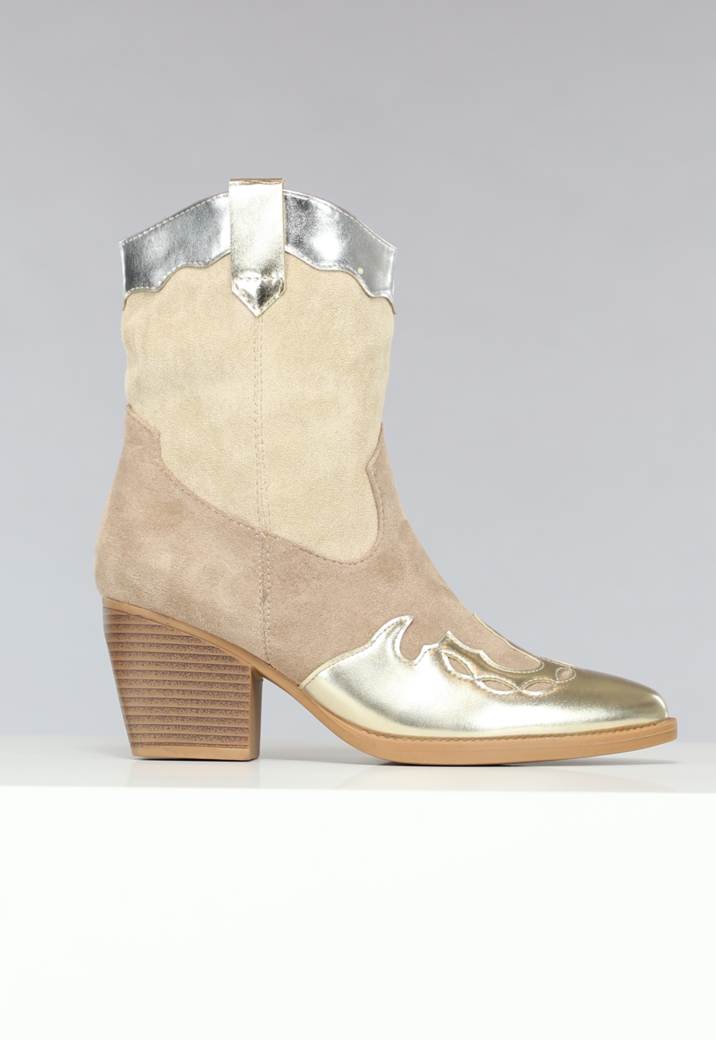 Suèdelook Laarsjes met Gouden en Zilveren Details