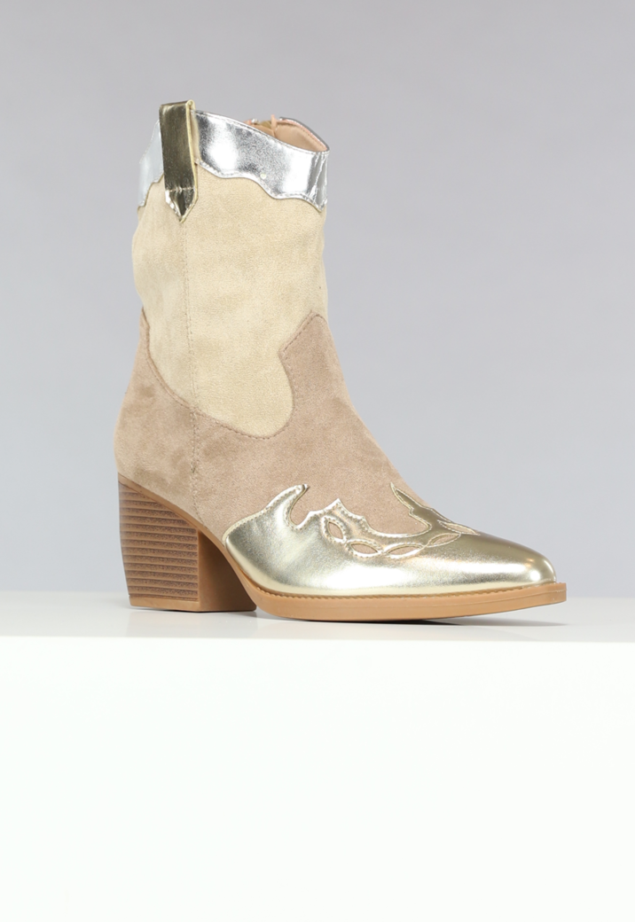 Suèdelook Laarsjes met Gouden en Zilveren Details