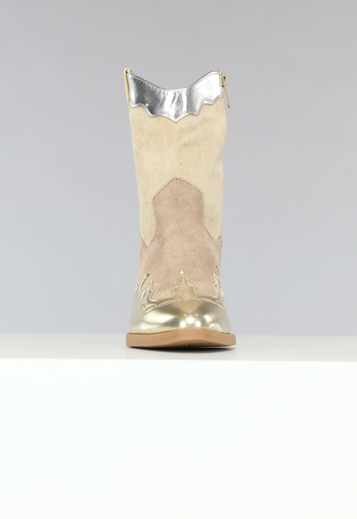 Suèdelook Laarsjes met Gouden en Zilveren Details