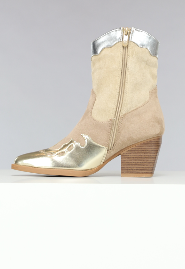 Suèdelook Laarsjes met Gouden en Zilveren Details